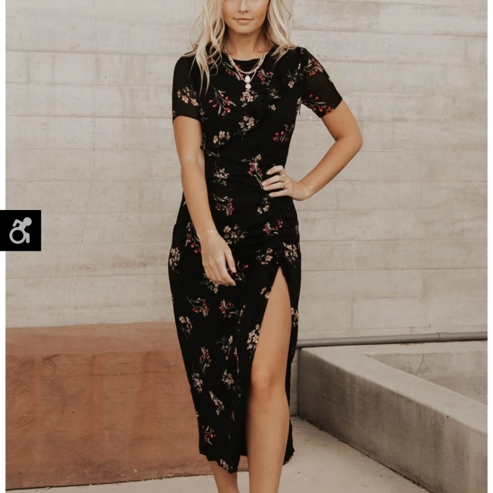 NEW BOHME *Floral Black Midi dress *RETIRED*